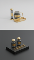 Laboratory Accessory Set With Gold Detailing